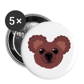 petit ours brun Ben - Lot de 5 grands badges (56 mm) - blanc - Devant