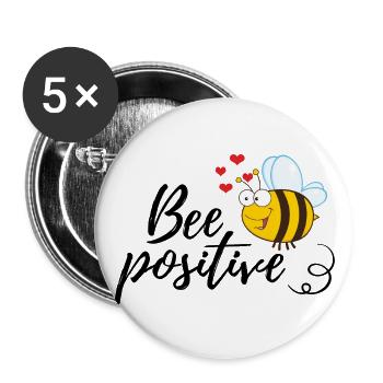 Funny Bee Saying Bee Positive - Buttons large 2.2''/56 mm (5-pack) - white - Front