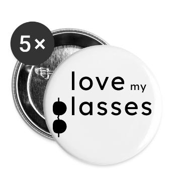 Love my Glasses schöne Geschenkidee - Buttons groß 56 mm (5er Pack) - Weiß - Vorne