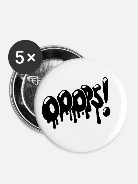 OOOPS! Graffiti Style - Buttons groß 56 mm (5er Pack) - Weiß