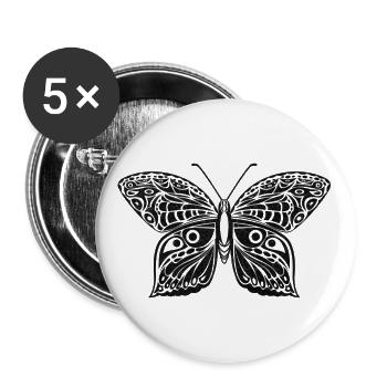 Schmetterling - Buttons groß 56 mm (5er Pack) - Weiß - Vorne