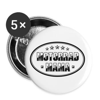 Motorrad Mama Bikerin Frau Geschenk - Buttons groß 56 mm (5er Pack) - Weiß - Vorne