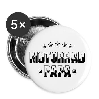Motorrad Papa Vater Geschenk - Buttons groß 56 mm (5er Pack) - Weiß - Vorne