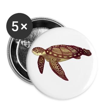 Sea Turtle | Meeresschildkröte - Buttons groß 56 mm (5er Pack) - Weiß - Vorne