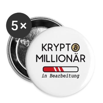 Krypto Millionär in Bearbeitung - Buttons groß 56 mm (5er Pack) - Weiß - Vorne