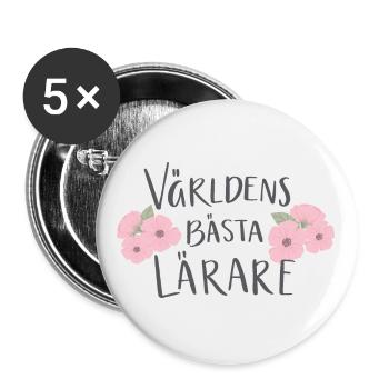 Die besten Lehrer der Welt - Blumen - Buttons groß 56 mm (5er Pack) - Weiß - Vorne