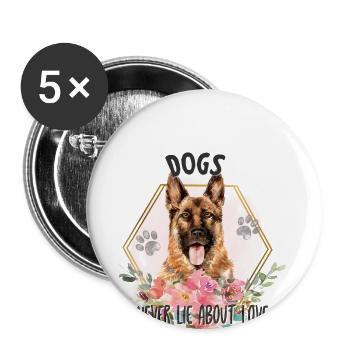 Berger allemand I chien de berger - Lot de 5 grands badges (56 mm) - blanc - Devant