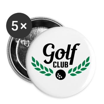 Club de golf (lauriers, balle de golf) - Lot de 5 grands badges (56 mm) - blanc - Devant