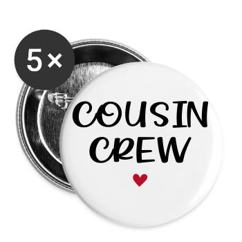 Cousin Squad / Cousin Crew / Cousines - Lot de 5 grands badges (56 mm) - blanc - Devant
