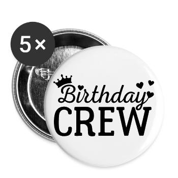 Birthday crew - Buttons large 2.2''/56 mm (5-pack) - white - Front