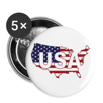 Carte du drapeau des États-Unis Patriotique américain 4 juillet Cadeau - Lot de 5 grands badges (56 mm) - blanc - Devant
