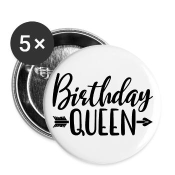 Birthday Queen Women Birthday Party Gift - Buttons large 2.2''/56 mm (5-pack) - white - Front