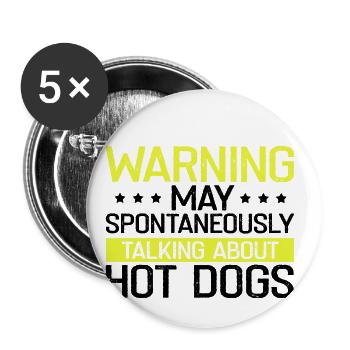 Day and Night Hot Dog Food Gift FastFood - Buttons large 2.2''/56 mm (5-pack) - white - Front