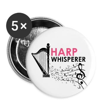 Conception de harpe pour harpistes et harpistes - Lot de 5 grands badges (56 mm) - blanc - Devant