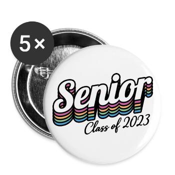 Senior Class Of 2023 Retro Graduation Party Gift - Buttons large 2.2''/56 mm (5-pack) - white - Front