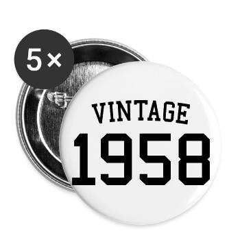 Vintage 1958 - 64 ans, cadeau de 64e anniversaire - Lot de 5 grands badges (56 mm) - blanc - Devant