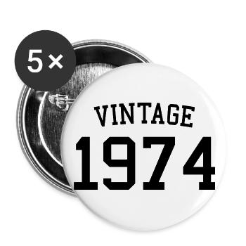 Millésime 1974, 50e anniversaire hommes femmes 50 ans - Lot de 5 grands badges (56 mm) - blanc - Devant