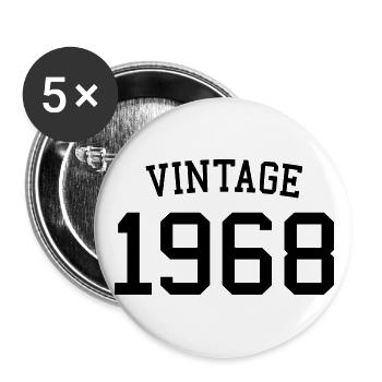 Millésime 1968 - 54 ans, cadeau de 54e anniversaire - Lot de 5 grands badges (56 mm) - blanc - Devant