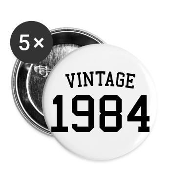 Vintage 1984 40e anniversaire hommes femmes 40 ans - Lot de 5 grands badges (56 mm) - blanc - Devant