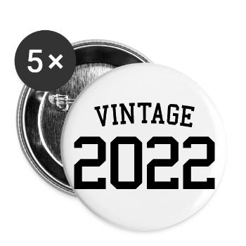 Jahrgang 2022 - 1 Jahr alt, 1. Geburtstag Kinder - Buttons groß 56 mm (5er Pack) - Weiß - Vorne