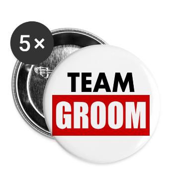 Team groom - Lot de 5 grands badges (56 mm) - blanc - Devant