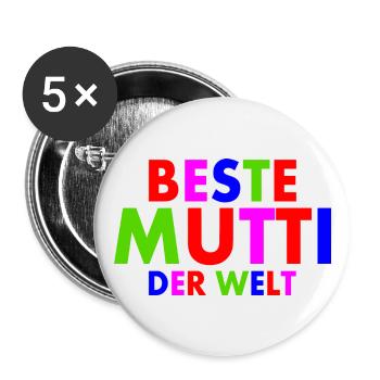 Beste mutti der welt - Buttons groß 56 mm (5er Pack) - Weiß - Vorne