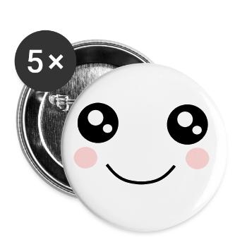 Kawaii, eyes, face - Buttons large 2.2''/56 mm (5-pack) - white - Front