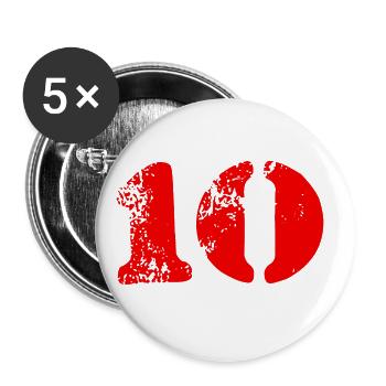 10 Zahl Symbol - Buttons groß 56 mm (5er Pack) - Weiß - Vorne