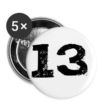 13 Maillot numéro - Lot de 5 grands badges (56 mm) - blanc - Devant