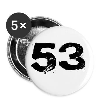 53 Zahl Trikot - Buttons groß 56 mm (5er Pack) - Weiß - Vorne