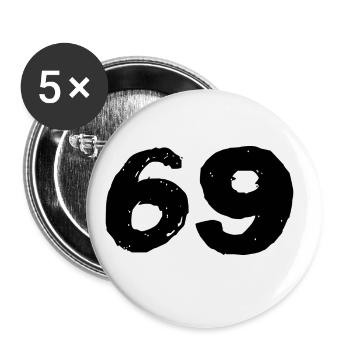 69 Zahl Trikot - Buttons groß 56 mm (5er Pack) - Weiß - Vorne