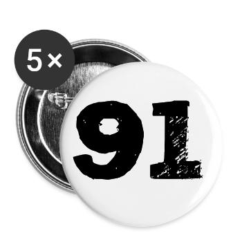 91 Zahl Trikot - Buttons groß 56 mm (5er Pack) - Weiß - Vorne