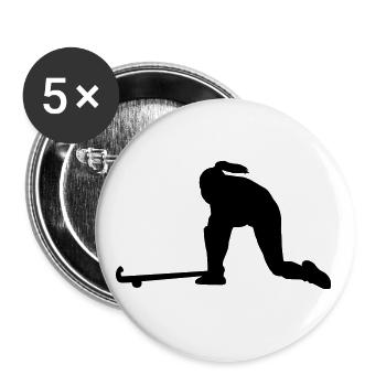 Cadeau de conception de joueur de hockey sur gazon pour femmes - Lot de 5 grands badges (56 mm) - blanc - Devant