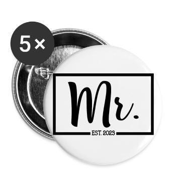2023 Fiançailles pour la fête de mariage du marié - Lot de 5 grands badges (56 mm) - blanc - Devant