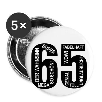 65. Geburtstag Wow Fabelhaft Lustiges Motiv - Buttons groß 56 mm (5er Pack) - Weiß - Vorne