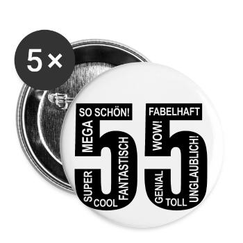 55. Geburtstag Wow Fabelhaft Lustiges Motiv - Buttons groß 56 mm (5er Pack) - Weiß - Vorne
