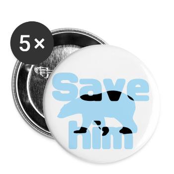 Sauvez l’ours des glaces - Lot de 5 grands badges (56 mm) - blanc - Devant
