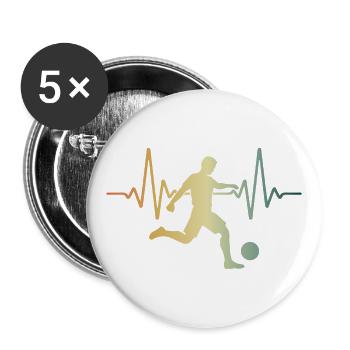 Herzschlag Fussball Fussballspieler EKG Puls - Buttons groß 56 mm (5er Pack) - Weiß - Vorne