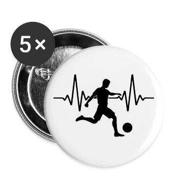 Herzschlag Fussball Fussballer | Farbe änderbar - Buttons groß 56 mm (5er Pack) - Weiß - Vorne