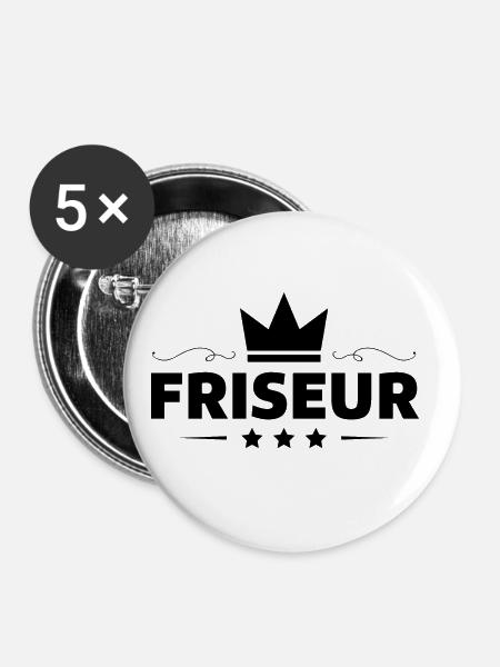 Friseur Beruf - Buttons groß 56 mm (5er Pack) - Weiß