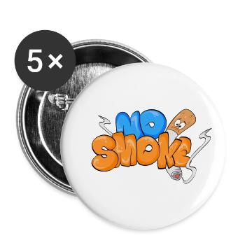 No Smoke Aufkleber Zubehör - Buttons groß 56 mm (5er Pack) - Weiß - Vorne