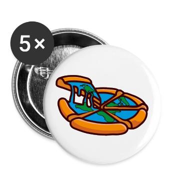 flat pizza earth flat pizza soil - Buttons large 2.2''/56 mm (5-pack) - white - Front