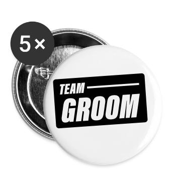 Team Groom Wedding Saying - Buttons large 2.2''/56 mm (5-pack) - white - Front