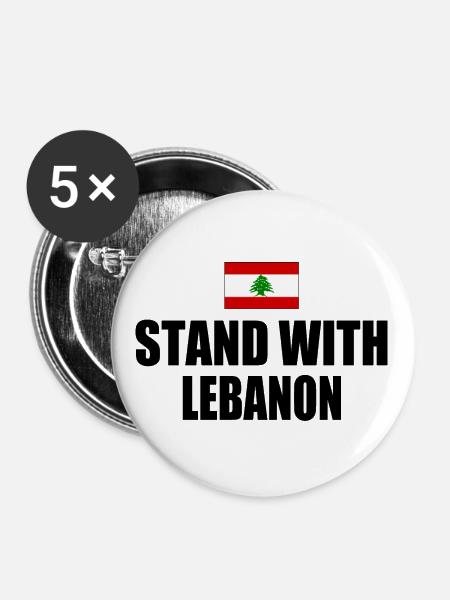 STAND WITH LEBANON - Buttons groß 56 mm (5er Pack) - Weiß