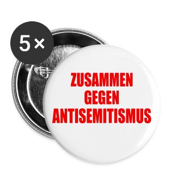 zusammen gegen antisemitismus - Buttons groß 56 mm (5er Pack) - Weiß - Vorne