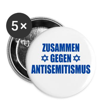 zusammen gegen antisemitismus - Buttons groß 56 mm (5er Pack) - Weiß - Vorne