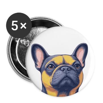 Bouledogue français - Frenchie - Lot de 5 grands badges (56 mm) - blanc - Devant