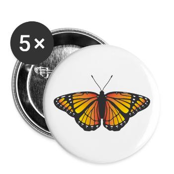 Monarque Papillon icône symbole logo papillon de nuit - Lot de 5 grands badges (56 mm) - blanc - Devant