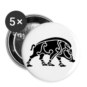 Wildschwein - Buttons groß 56 mm (5er Pack) - Weiß - Vorne