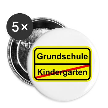 Kindergarten Grundschule Einschulung Erstklässler - Buttons groß 56 mm (5er Pack) - Weiß - Vorne
